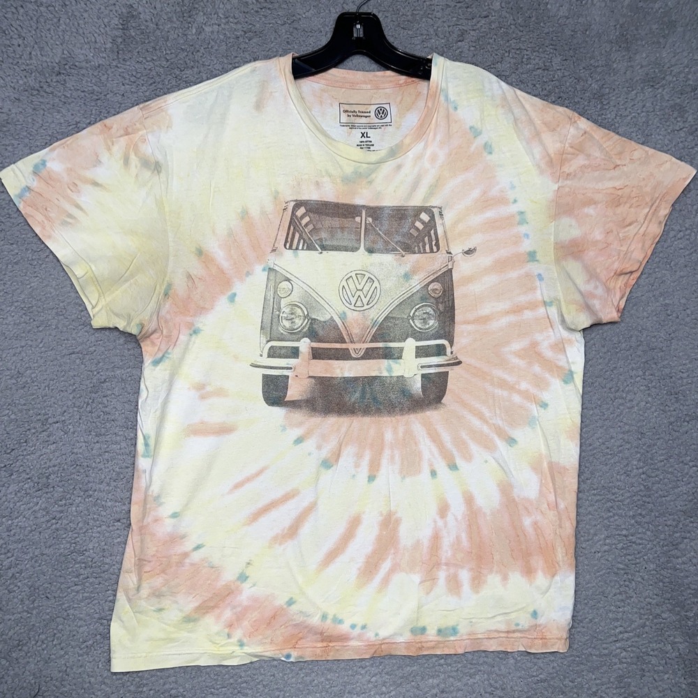 Officially Licensed Volkswagen T Shirt Men's Sz XL Pink Tie Dye Bus Hippie Tee‎